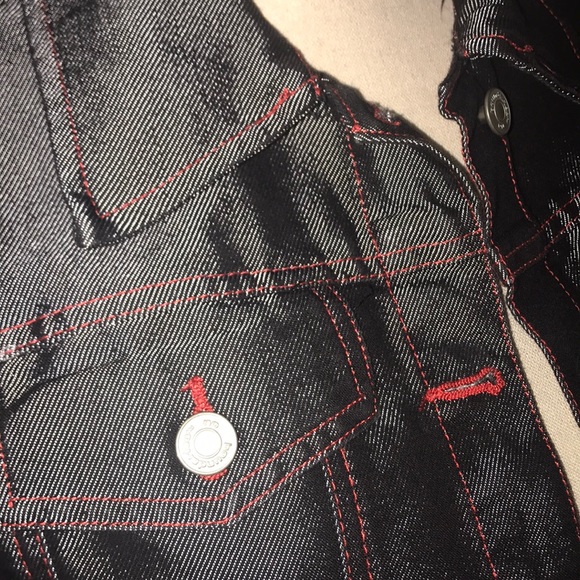 No Boundaries Jean Jacket with Red Stitching - Picture 3 of 6